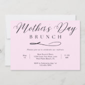 Roze chic eenvoudige script Moederdag brunch Kaart (Voorkant)