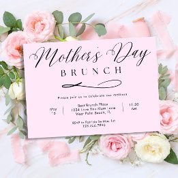 Roze chic eenvoudige script Moederdag brunch Kaart