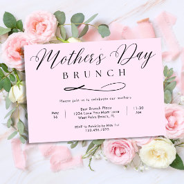 Roze chic eenvoudige script Moederdag brunch Kaart