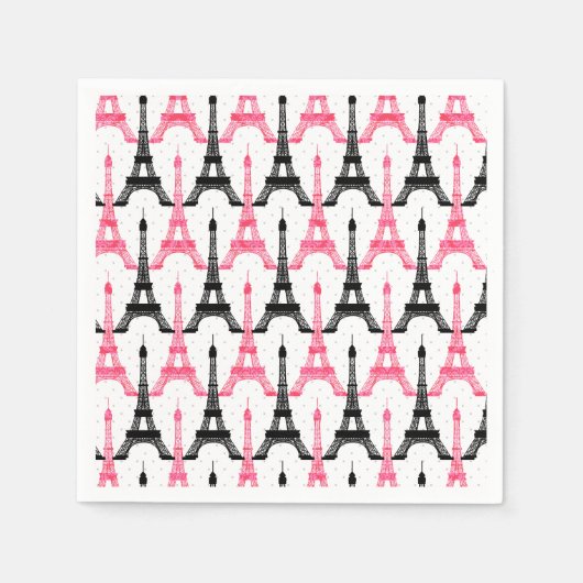 Roze Chic Eiffeltoren Party Papieren servetten (Voorkant)