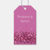 Roze Chic Glitter Sparkle Cadeaulabel (Voorkant)