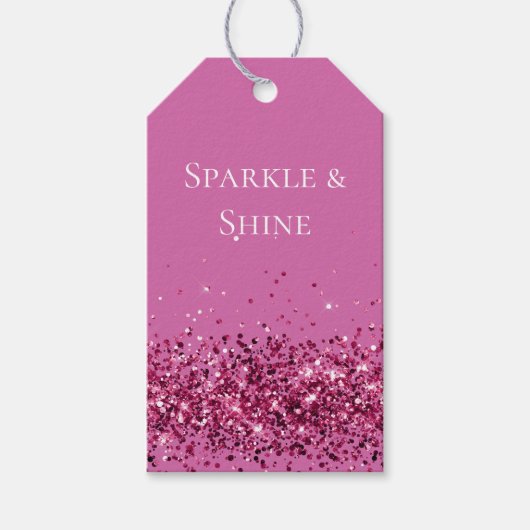 Roze Chic Glitter Sparkle Cadeaulabel (Voorkant)
