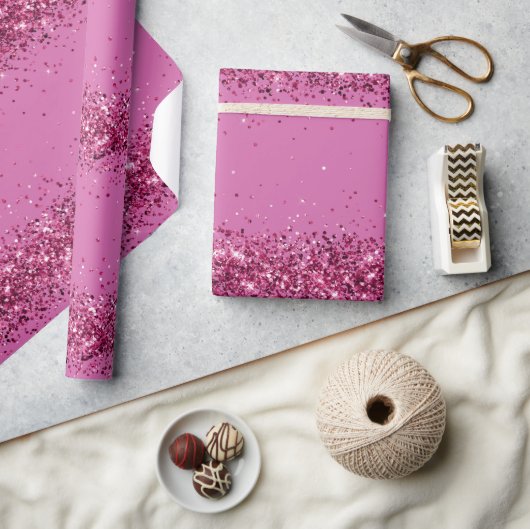 Roze Chic Glitter Sparkle Cadeaupapier (Crafts)