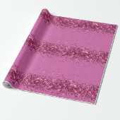Roze Chic Glitter Sparkle Cadeaupapier (Uitgerold)