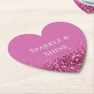 Roze Chic Glitter Sparkle Kartonnen Onderzetters