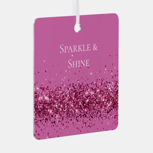Roze Chic Glitter Sparkle Metalen Ornament (Voorkant Rechts)
