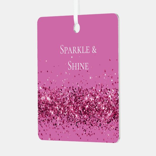 Roze Chic Glitter Sparkle Metalen Ornament (Voorkant links)