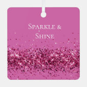 Roze Chic Glitter Sparkle Metalen Ornament (Voorkant)