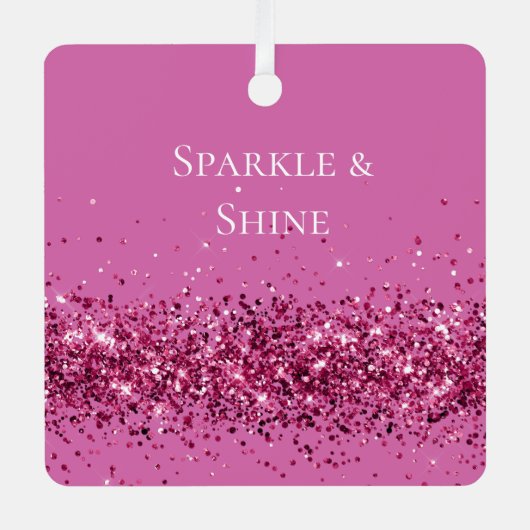 Roze Chic Glitter Sparkle Metalen Ornament (Voorkant)