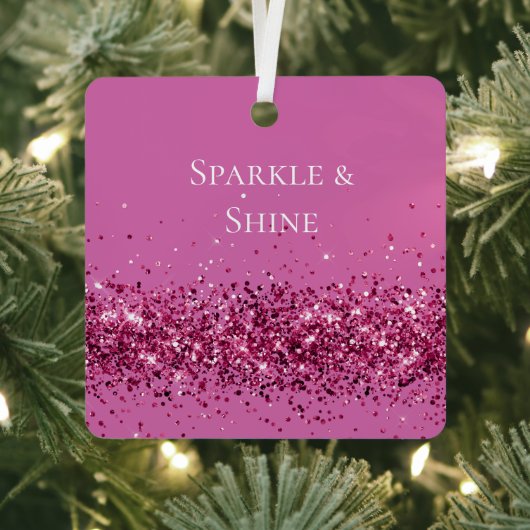 Roze Chic Glitter Sparkle Metalen Ornament (Insitu)