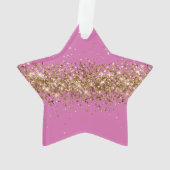 Roze Chic Glitter Sparkle Ornament (achterkant)