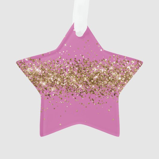 Roze Chic Glitter Sparkle Ornament (achterkant)