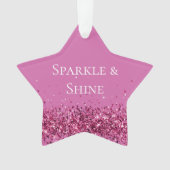 Roze Chic Glitter Sparkle Ornament (voorkant)