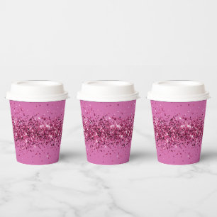 Roze Chic Glitter Sparkle Papieren Bekers