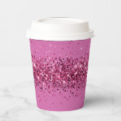 Roze Chic Glitter Sparkle Papieren Bekers (Links)
