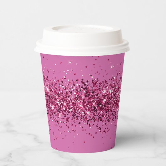 Roze Chic Glitter Sparkle Papieren Bekers (Links)