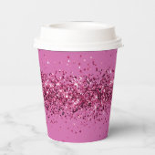 Roze Chic Glitter Sparkle Papieren Bekers (Achterkant)