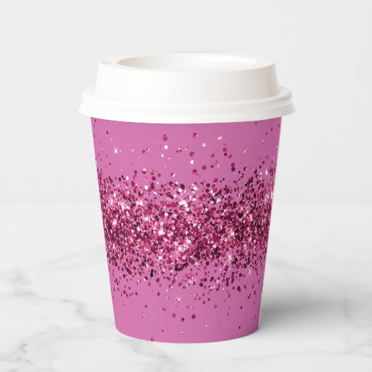 Roze Chic Glitter Sparkle Papieren Bekers (Achterkant)