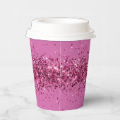 Roze Chic Glitter Sparkle Papieren Bekers (Rechts)
