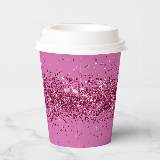 Roze Chic Glitter Sparkle Papieren Bekers (Rechts)