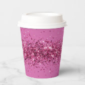 Roze Chic Glitter Sparkle Papieren Bekers (Voorkant)