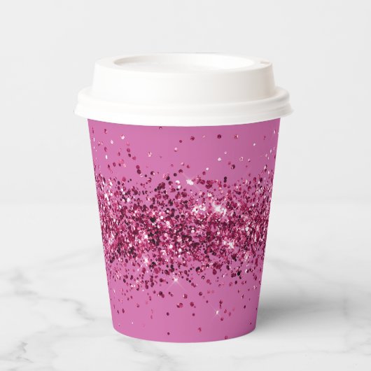 Roze Chic Glitter Sparkle Papieren Bekers (Voorkant)