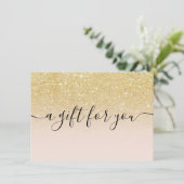 Roze chic gouden glitters ombre cadeaubon (Staand voorkant)