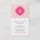 Roze Chic Marokkaanse Lattice Custom Monogram Visitekaartje (Voorkant)