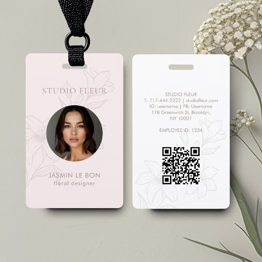 Roze | Chic Minimaal Bloemig Vierkant Zakelijk Vis Badge