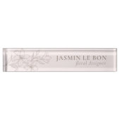 Roze | Chic Minimal Floral Desk naambord (Voorkant)