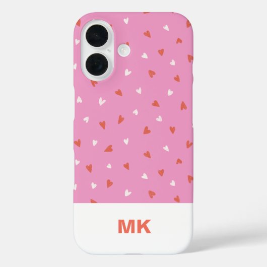 Roze Chic Monogram Eerste Letter iPhone 16 Hoesje (Achterkant)