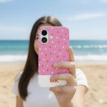Roze Chic Monogram Eerste Letter iPhone 16 Hoesje