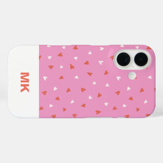 Roze Chic Monogram Initiaal iPhone 16 Hoesje (Achterkant (horizontaal))