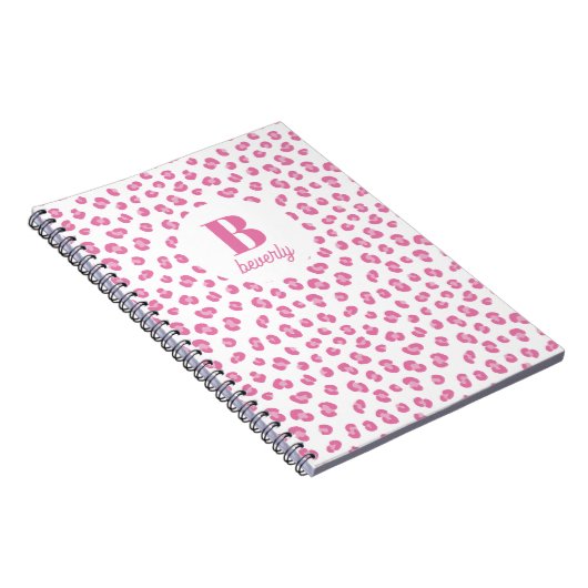 Roze Chic Monogram Naam Initiaal Notitieboek (Rechterzijde)