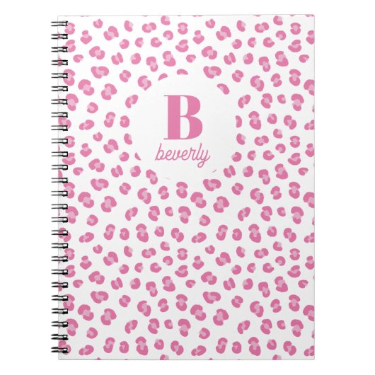 Roze Chic Monogram Naam Initiaal Notitieboek (Voorkant)