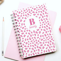 Roze Chic Monogram Naam Initiaal Notitieboek