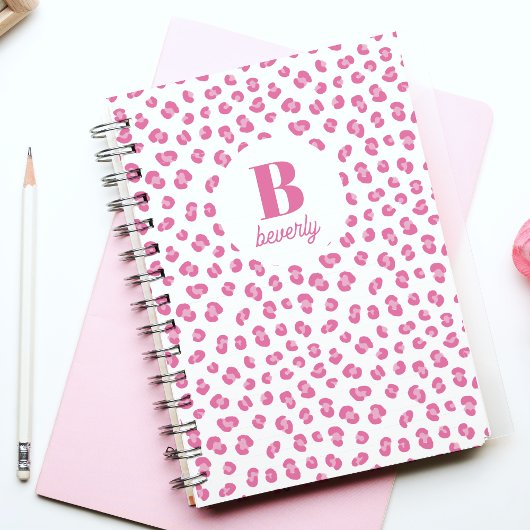 Roze Chic Monogram Naam Initiaal Notitieboek