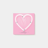 Roze Chic Neon Heart Monogram Naam Post-it® Notes (Voorkant)