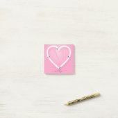 Roze Chic Neon Heart Monogram Naam Post-it® Notes (Op bureau)