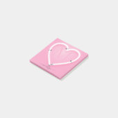 Roze Chic Neon Heart Monogram Naam Post-it® Notes (Schuin)