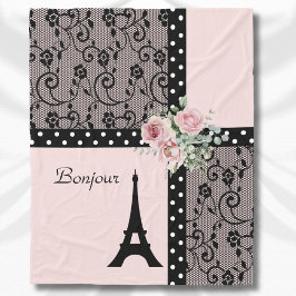 Roze Chic Polka Dot Paris Bonjour Deken