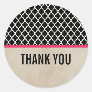 Roze Chic Quatrefoil Hartelijk dank, Stickers
