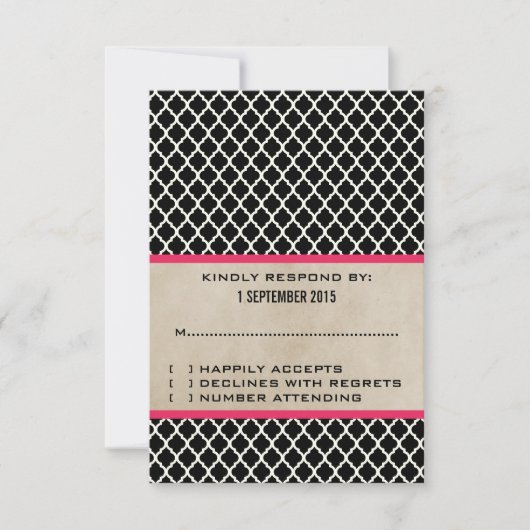 Roze Chic Quatrefoil Response Kaart (Voorkant)