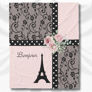 Roze Chic Stippen Paris Bonjour Deken