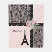 Roze Chic Stippen Paris Bonjour Deken (Voorkant)