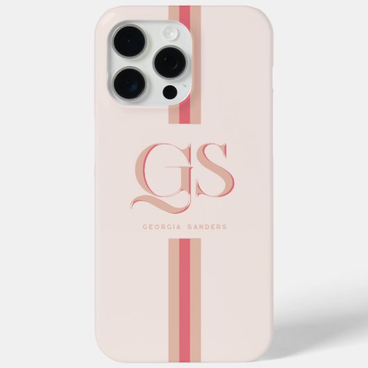 Roze | Chic Strepen Monogram Case-Mate iPhone Case (Achterkant)