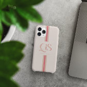Roze | Chic Strepen Monogram  Case-Mate iPhone Case