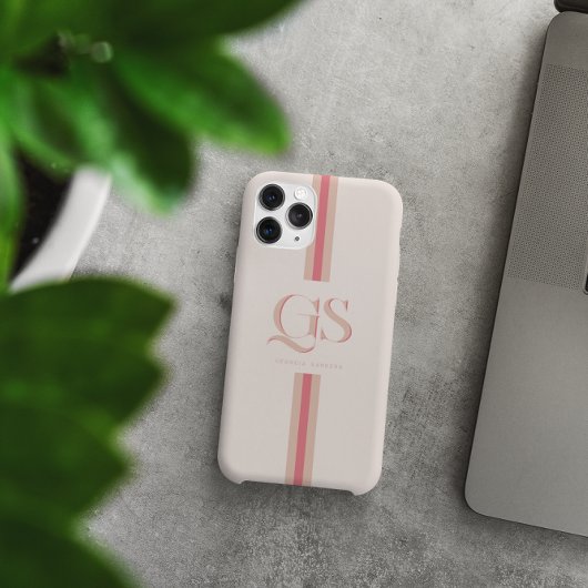 Roze | Chic Strepen Monogram Case-Mate iPhone Case