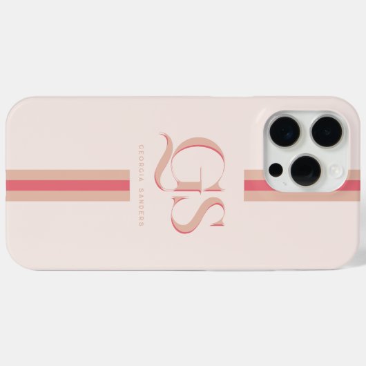 Roze | Chic stripes monogram Case-Mate iPhone Case (Achterkant (horizontaal))