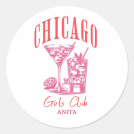 Roze Chicago vrijgezellenweekend Ronde Sticker